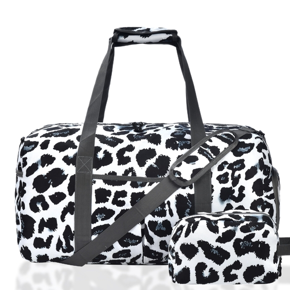 Handbags - Women's Travel Leopard Print Overnight Duffel Bag with Shoe Compartment